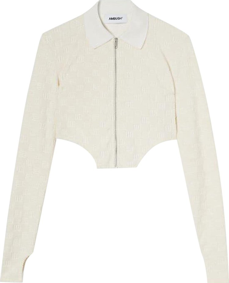 Ambush All Over Monogram Asymmetric Jacket Beige