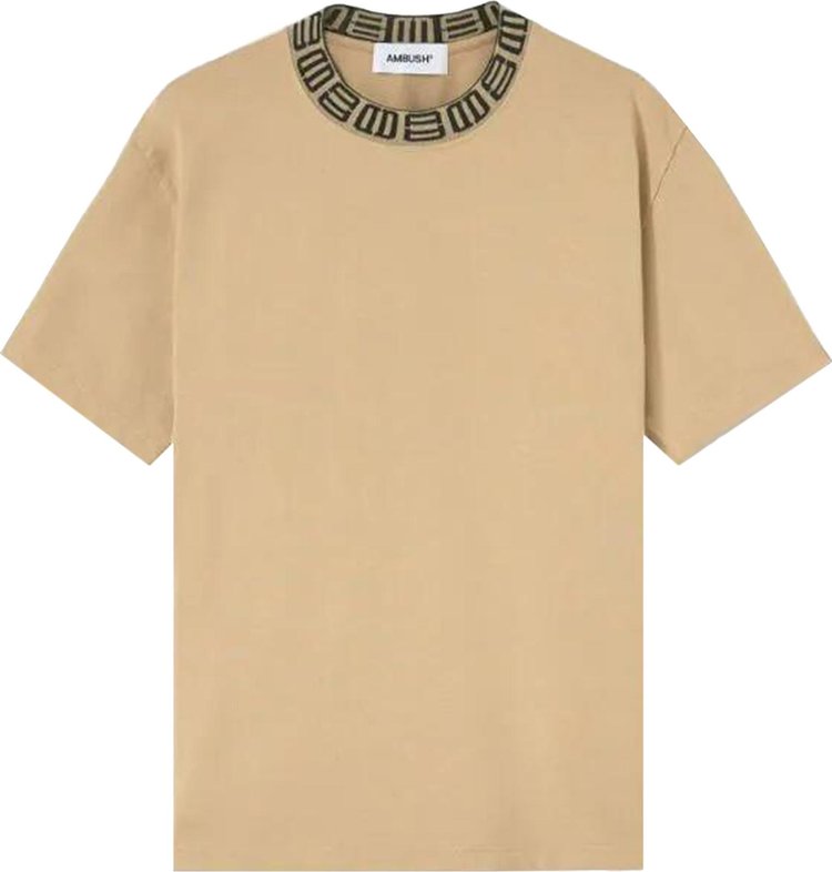 Ambush Monogram Rib Collar T Shirt Sesame