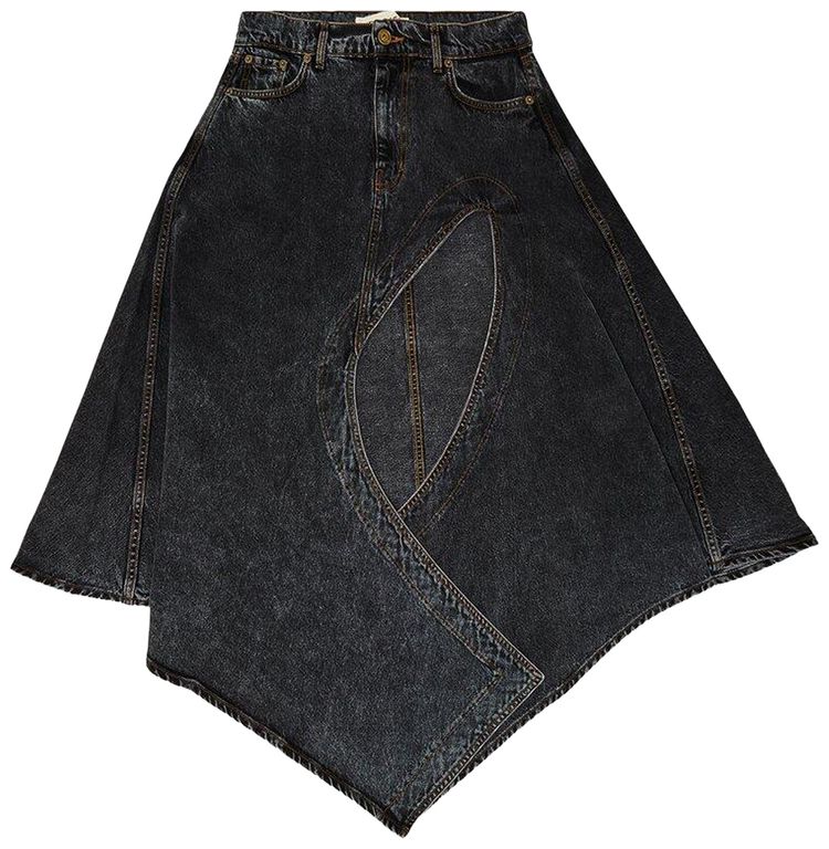 YProject Evergreen Cut Out Denim Skirt Vintage Black