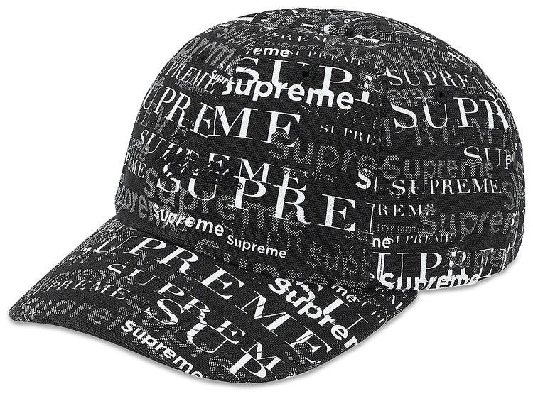 Supreme Logo Pattern 6 Panel Black