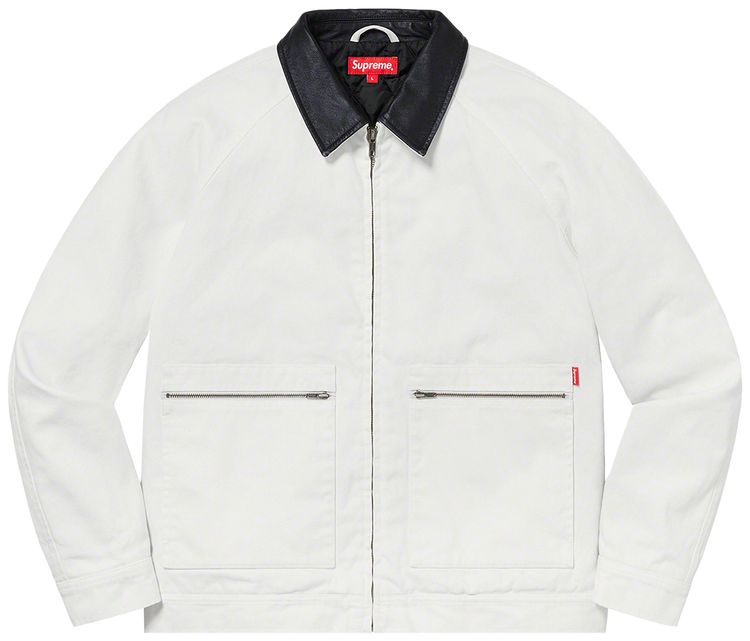 Supreme Leather Collar Work Jacket Natural
