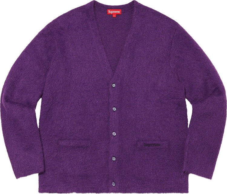 Supreme Brushed Mohair Cardigan Purple