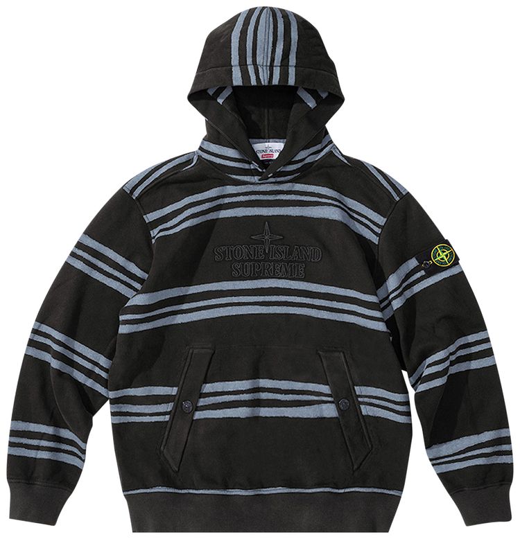 Supreme x Stone Island Warp Stripe Hooded Sweatshirt Black