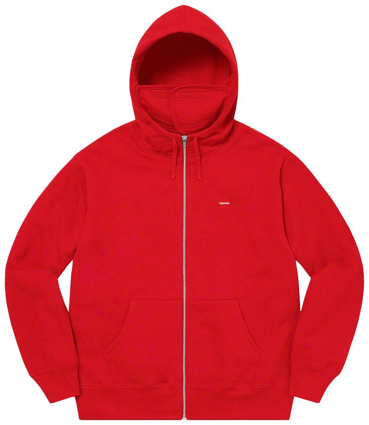 Supreme Small Box Facemask Zip Up Hooded Sweatshirt Red