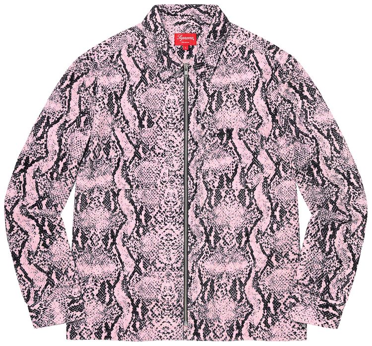 Supreme Snakeskin Corduroy Zip Up Shirt Pink