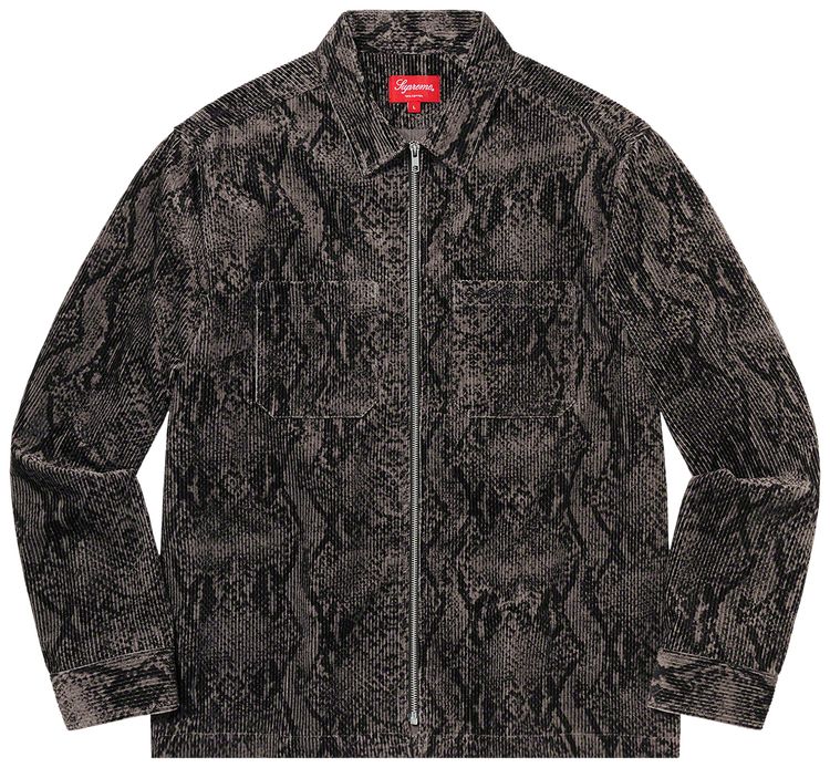 Supreme Snakeskin Corduroy Zip Up Shirt Black