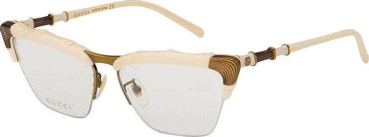 Gucci Semi Rim Cat Eye Sunglasses WhiteTransparent