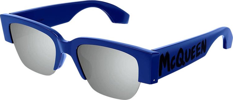 Alexander McQueen Half Frame Sunglasses BlueSilver