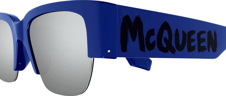 Alexander McQueen Half Frame Sunglasses BlueSilver