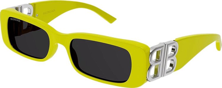 Balenciaga Rectangular Sunglasses YellowSilverGrey