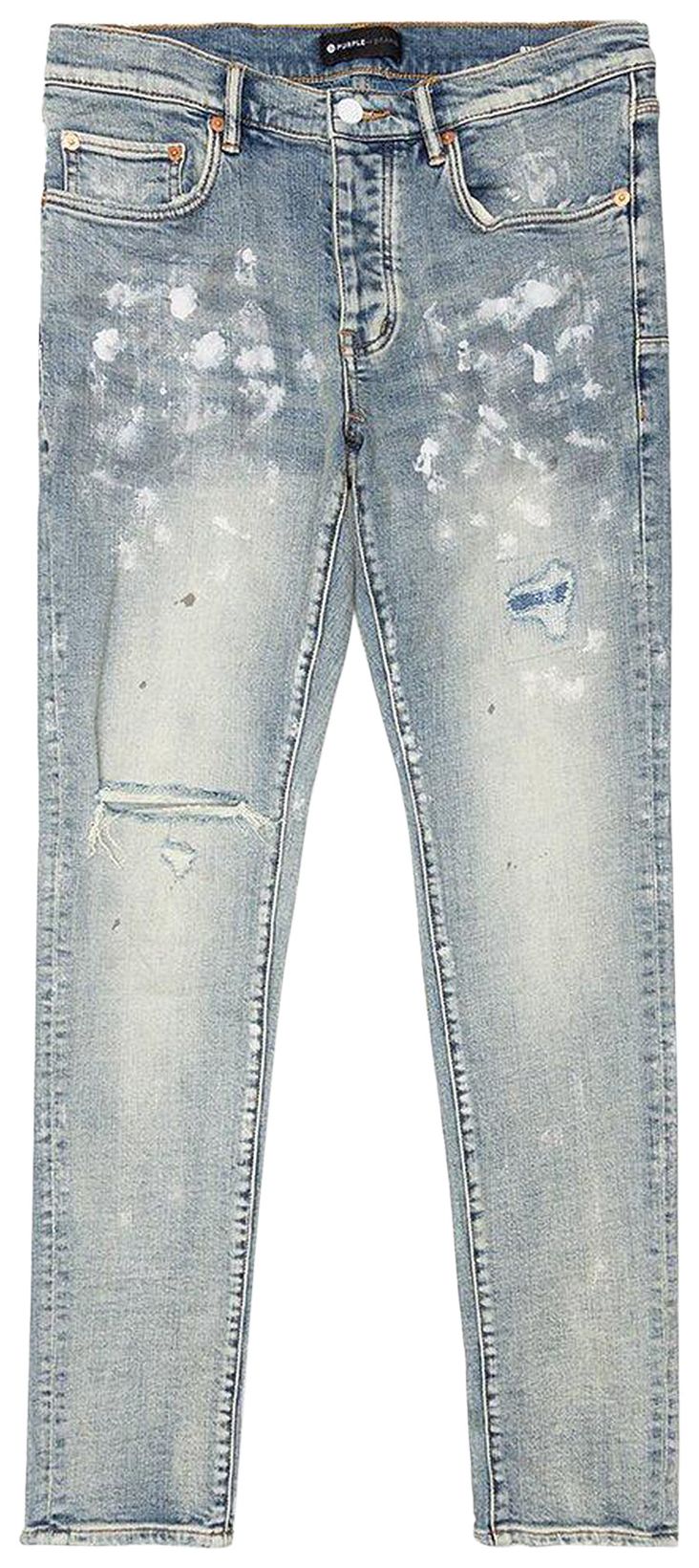 PURPLE BRAND Paint Blowout Jeans Light Indigo