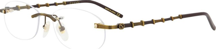 Gucci Oval Metal Eyeglasses GoldBrownTransparent