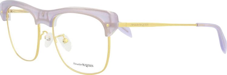 Alexander McQueen Square Frame Eyeglasses VioletGoldTransparent