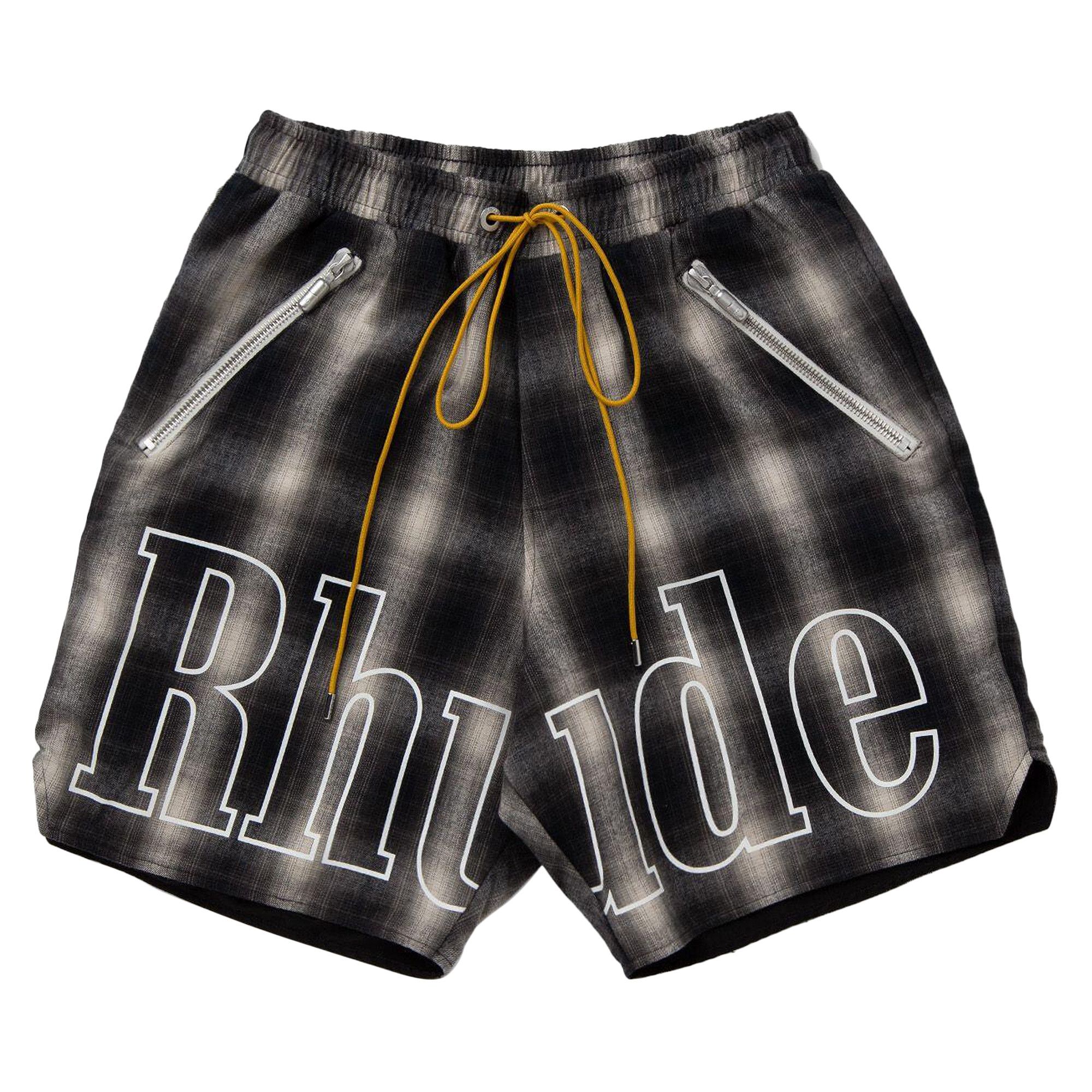 Buy Rhude Plaid Logo Shorts Black Grey PF24SH01604 BLAC GOAT UK