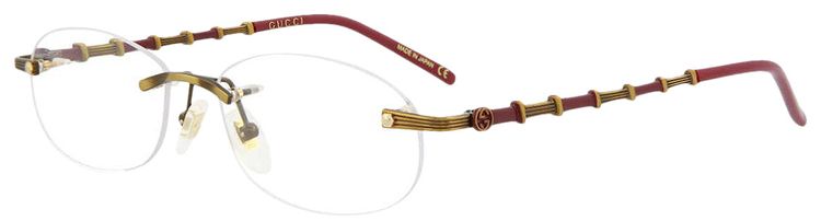 Gucci Oval Metal Eyeglasses GoldRedTransparent