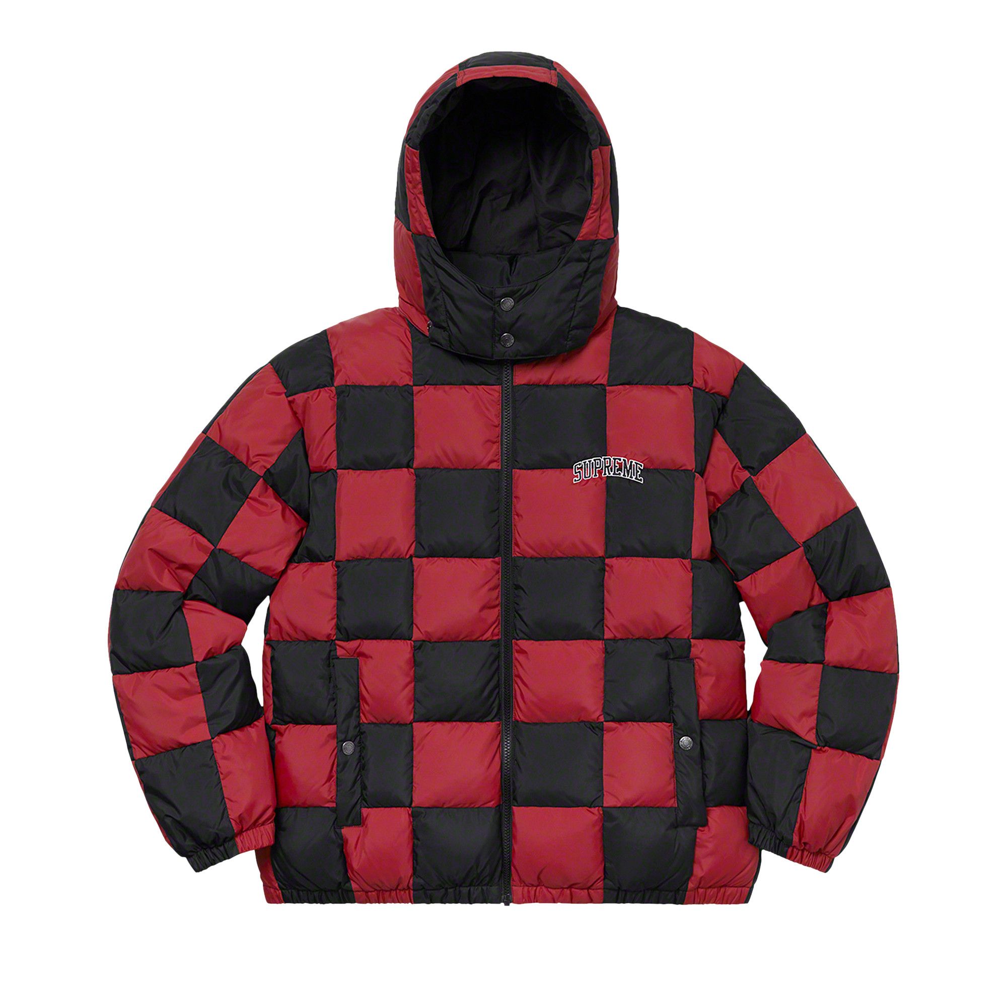 Buy Supreme Checkerboard Puffy Jacket 'Dark Red' - 0052