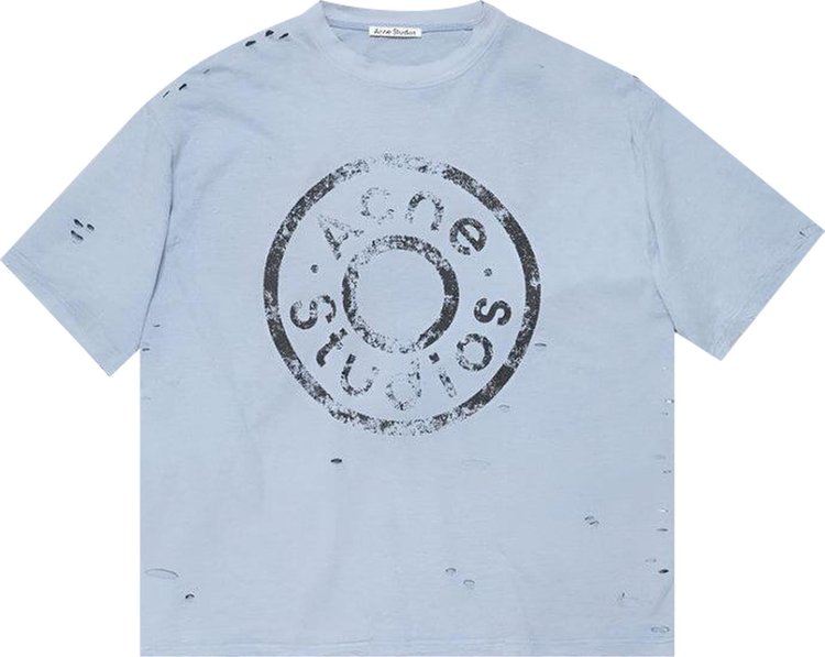 Acne Studios Logo T Shirt Blue Melange