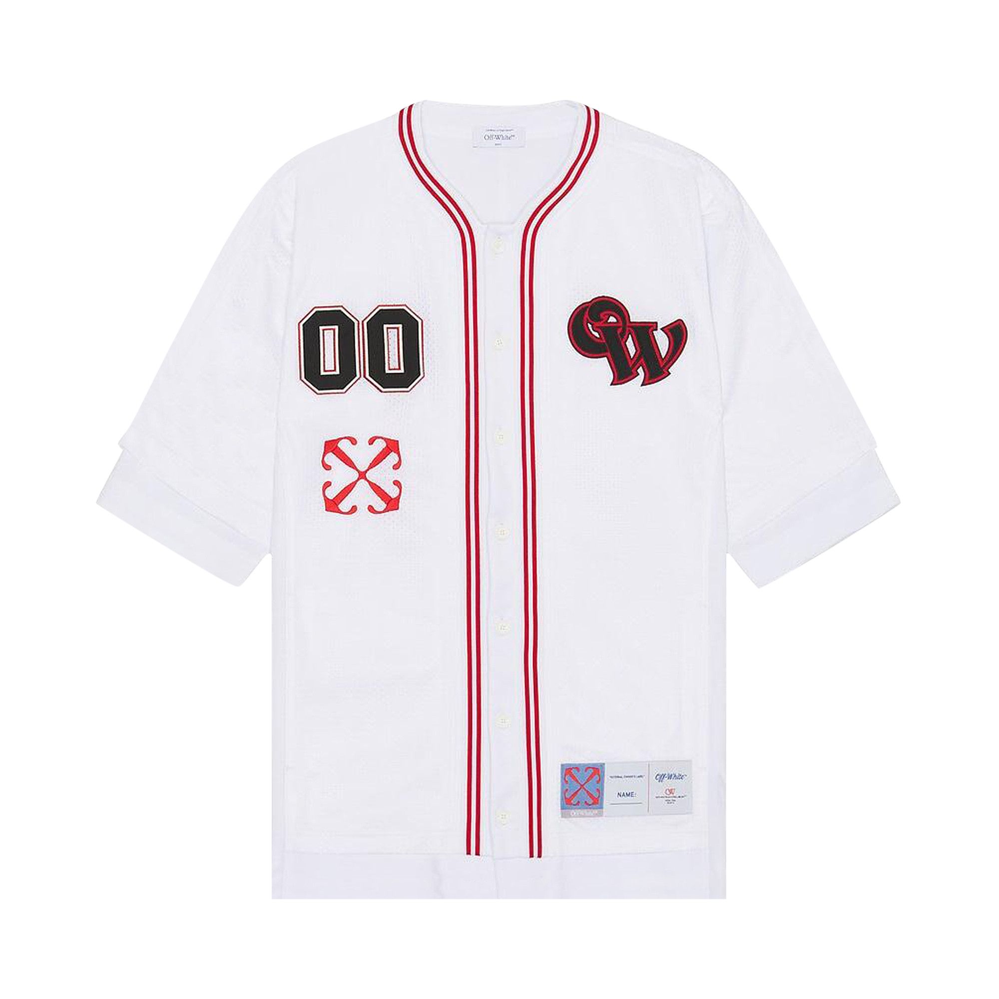 Buy Off-White Gothic Logo Baseball Shirt 'White/Red