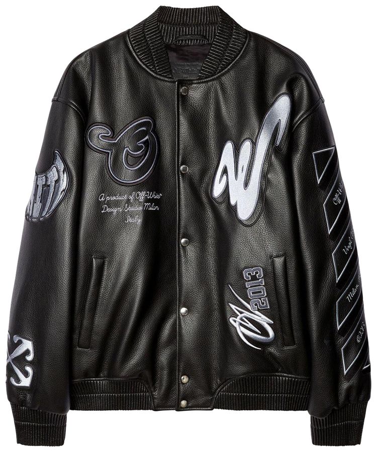 Off White Dragon Over Varsity Jacket Black