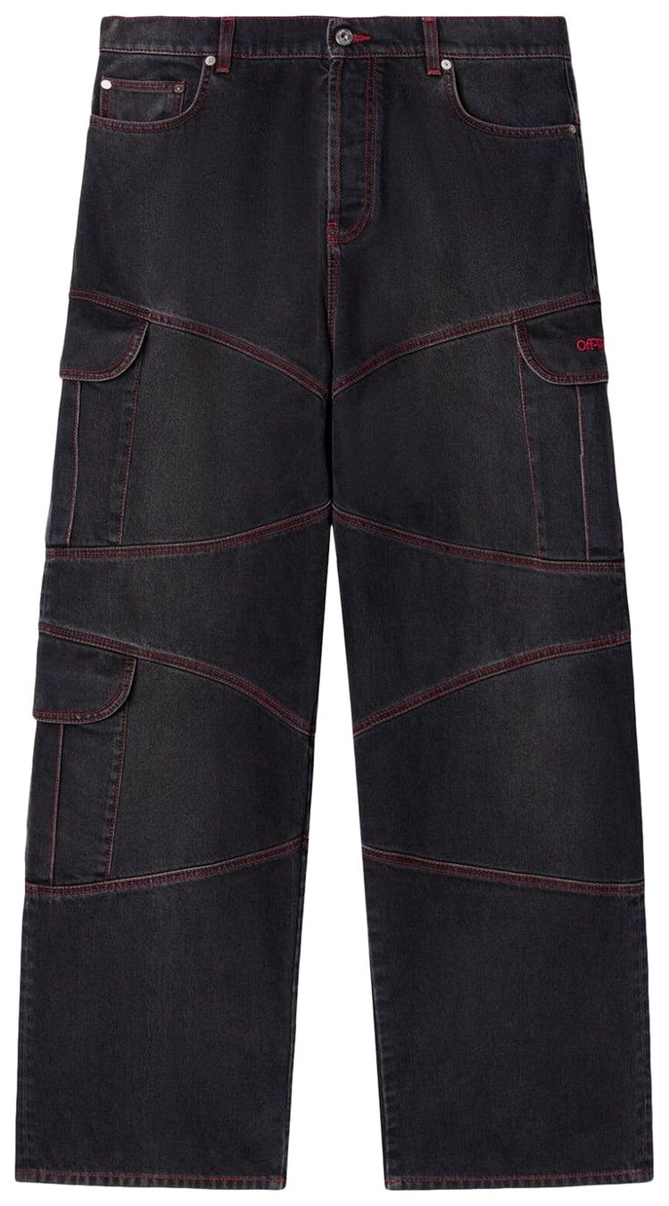 Off White Script Samurai Straight Jeans Vintage BlackRed