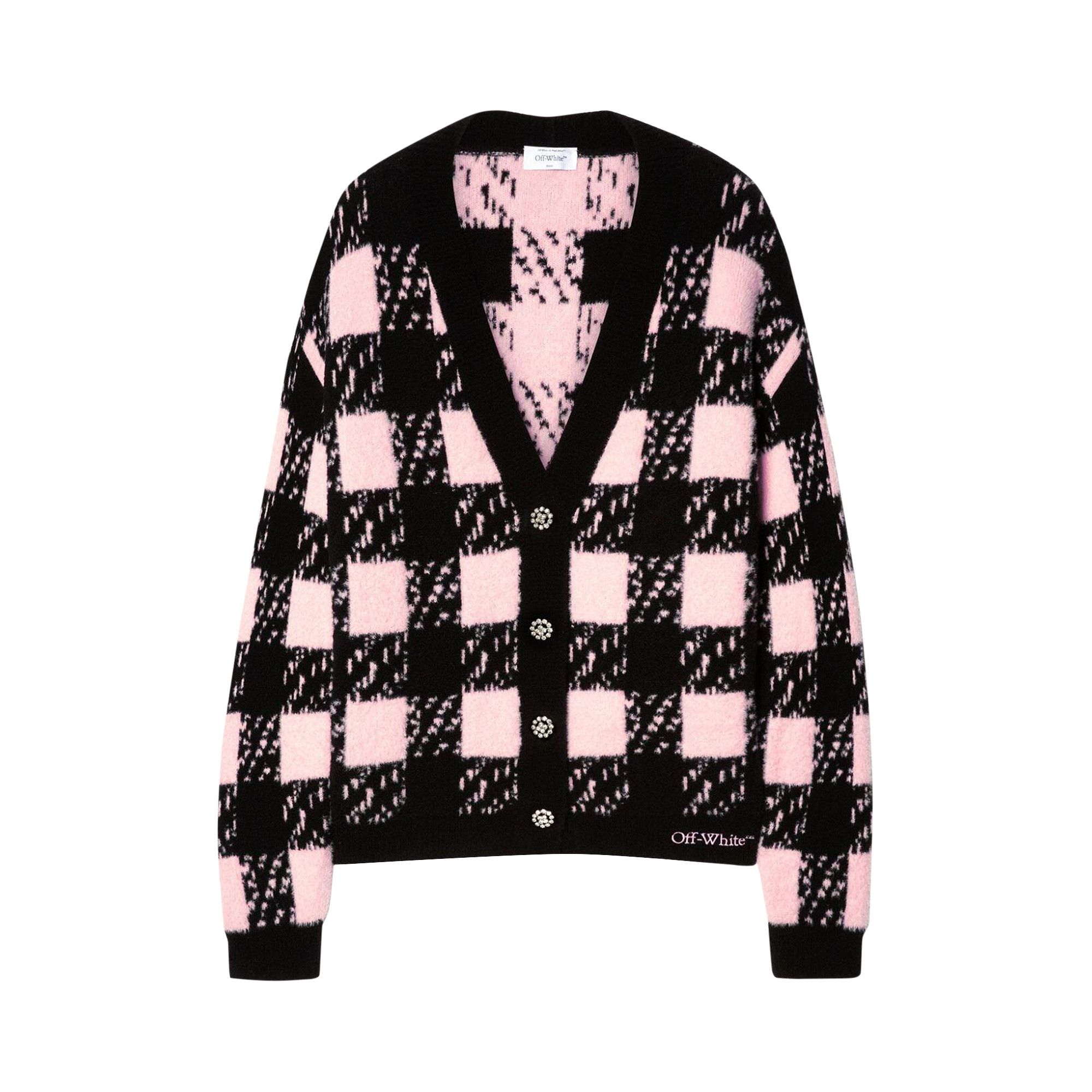 Buy Off-White Vichy Cardigan 'Black/Cloud Pink