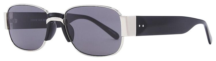 Dries Van Noten Rectangular Sunglasses NickelBlackGrey