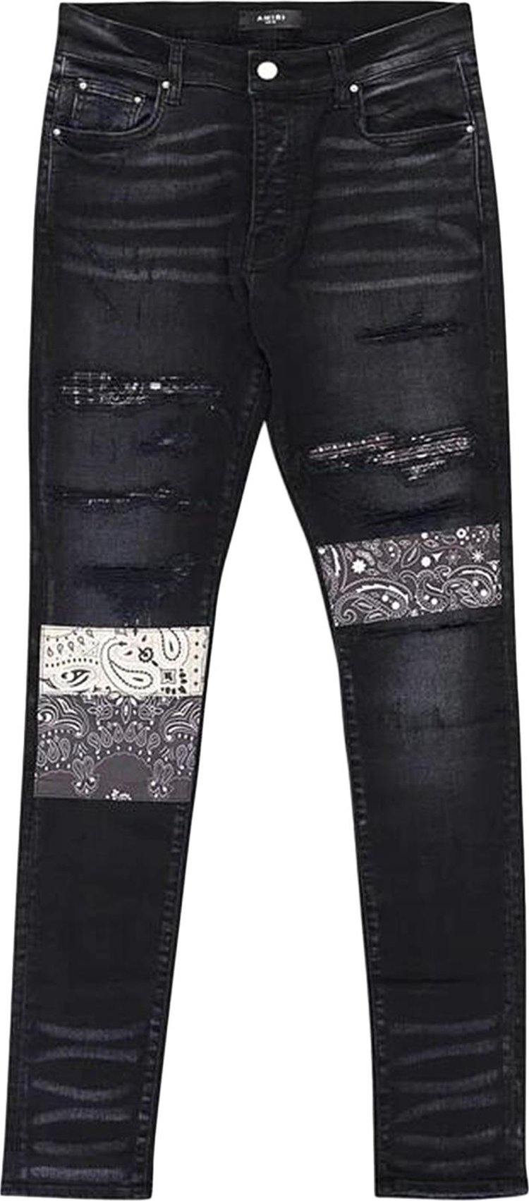 Amiri Vintage Bandana Artpatch Jean Aged Black