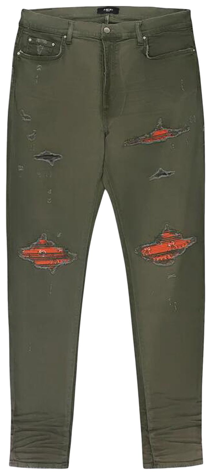 Amiri MX1 Bandana Skinny Jeans Military Green