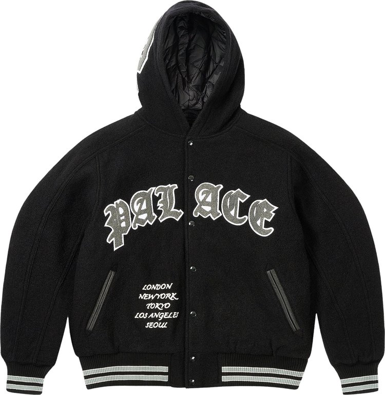 Palace Hooded Varsity Jacket Black