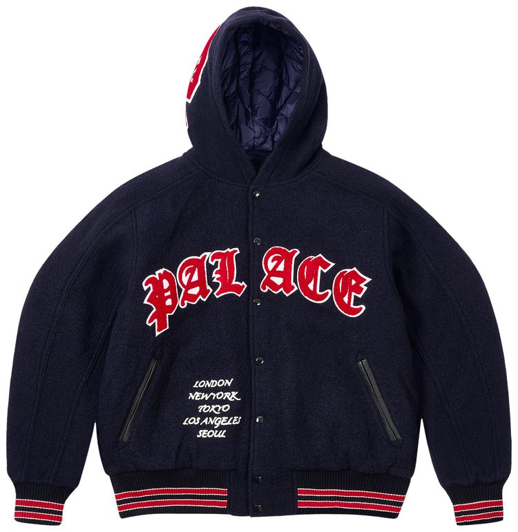 Palace Hooded Varsity Jacket Navy