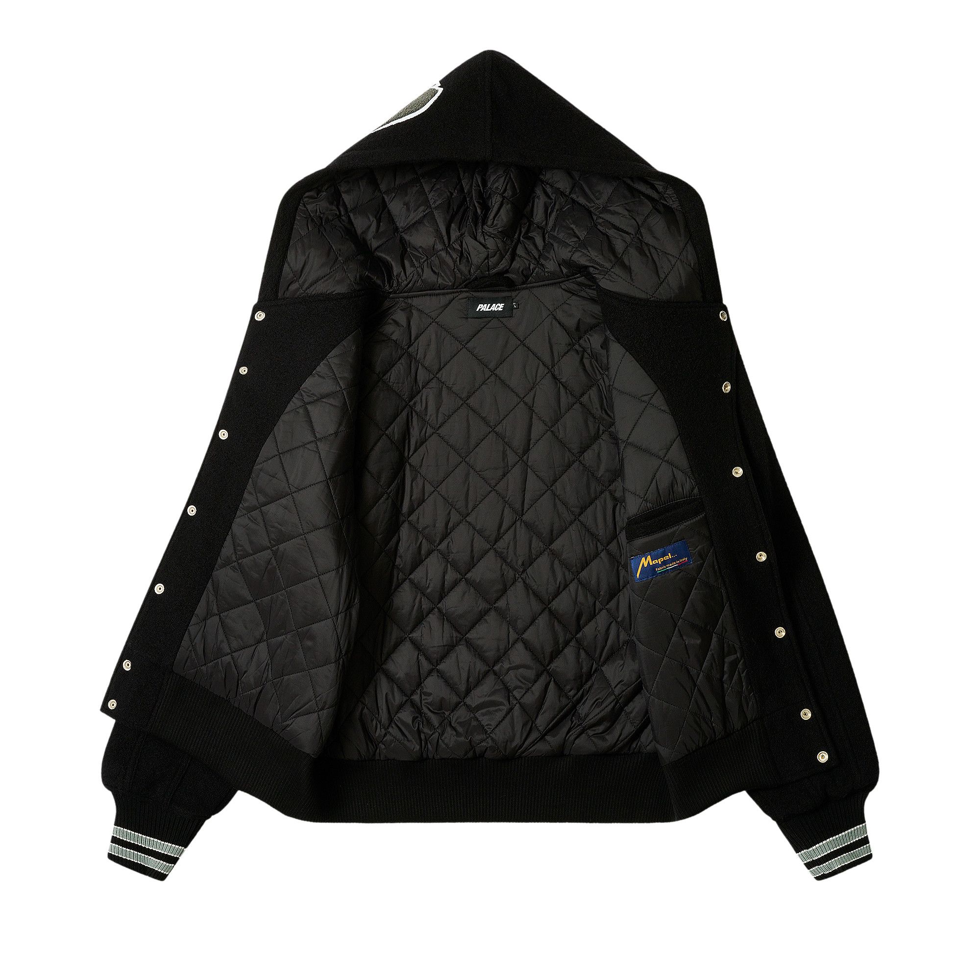 Buy Palace Hooded Varsity Jacket 'Black' - P27JK023 | GOAT