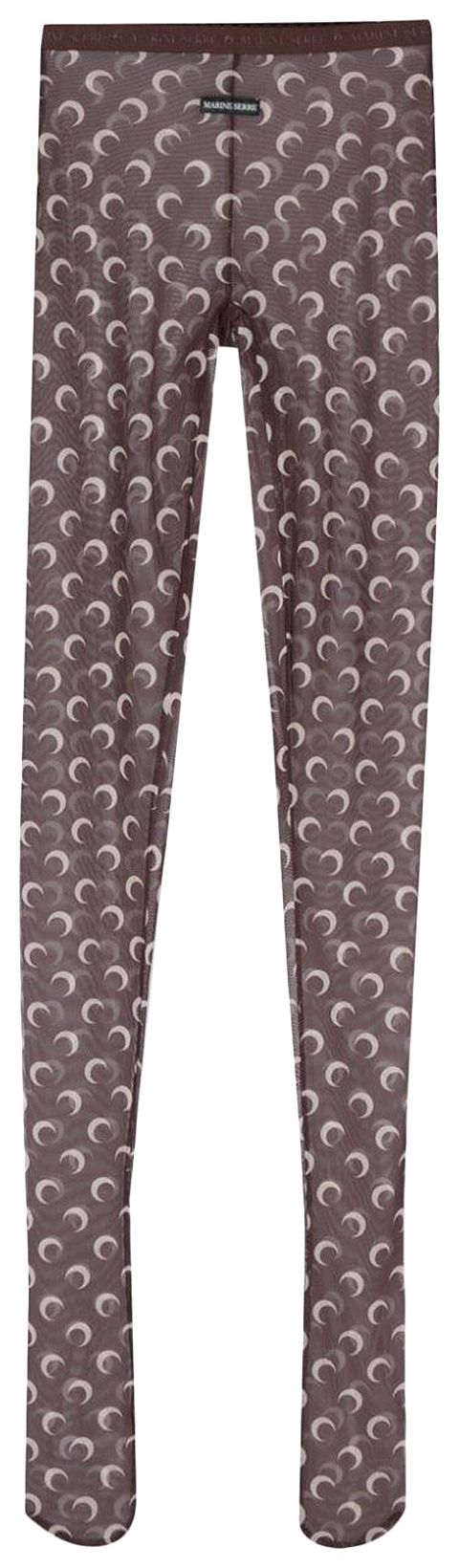 Marine Serre Moon Printed Mesh Tights Brown