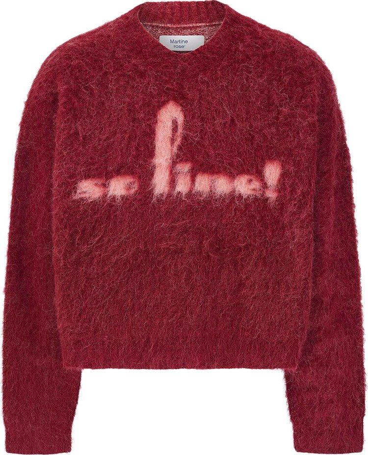 Martine Rose Brushed Mohair V Neck Sweater Red