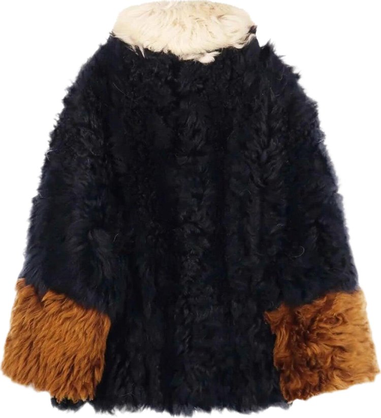 Marni Long Hair Shearling Jacket Light Navy