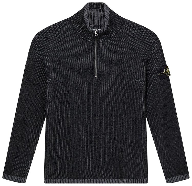 Stone Island Logo Patch High Neck Jumper Melange Charcoal