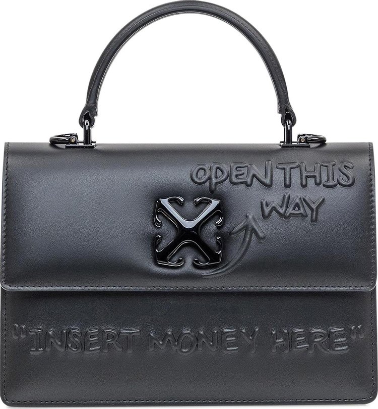 Off White Jitney 14 Top Handle Quote 3D Bag Black