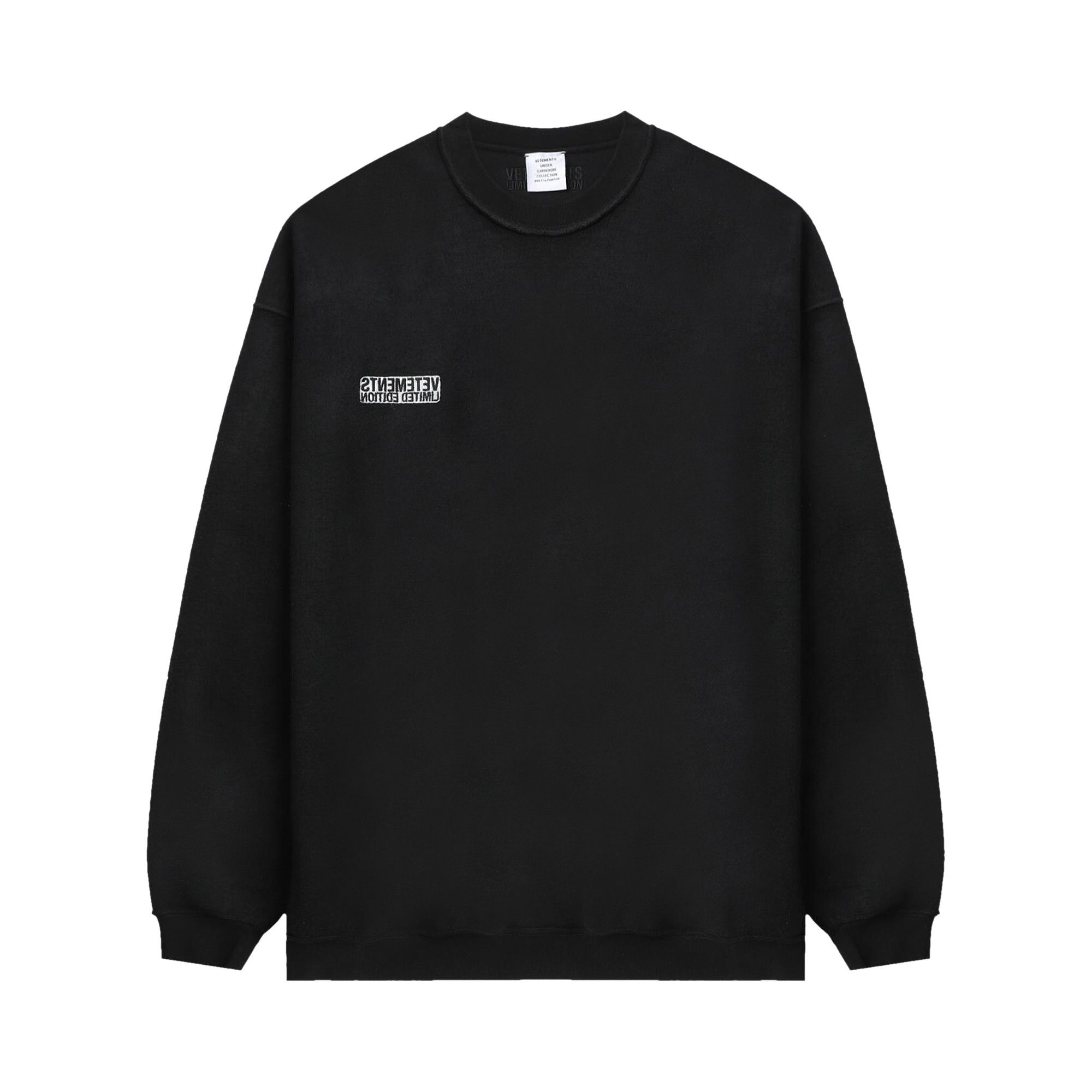 Size xs Vetements Inside Out Label Sweatshirt Black