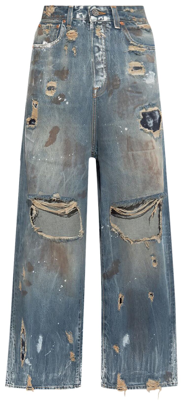 Vetements Trashed Big Shape Jeans Distressed Blue
