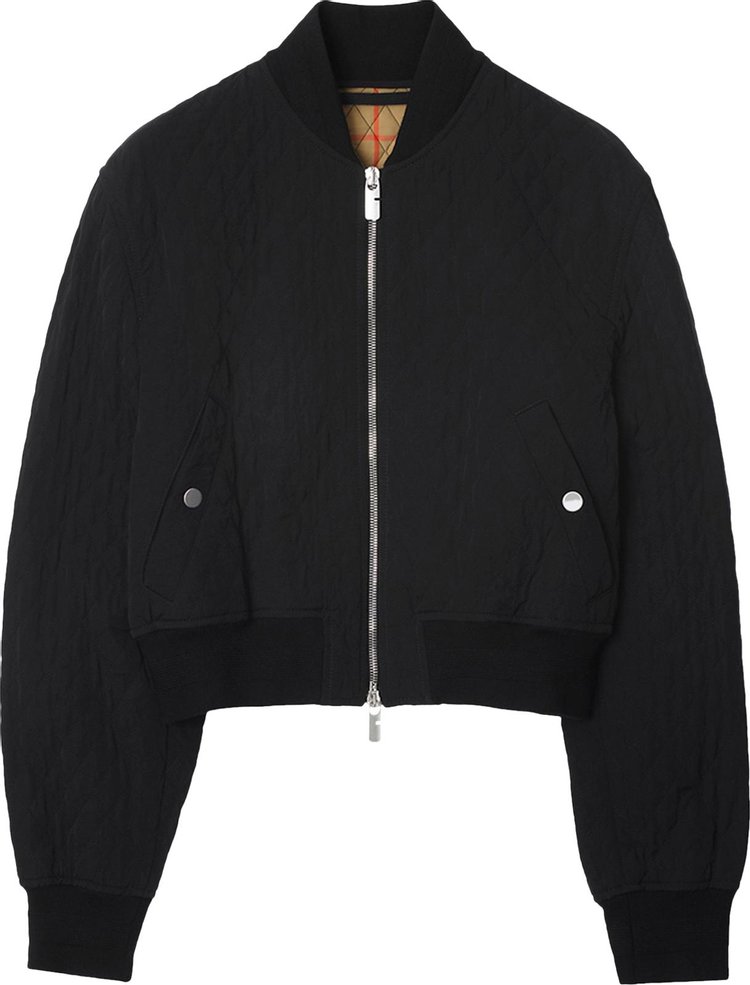 Burberry Quilted Cropped Bomber Jacket Black