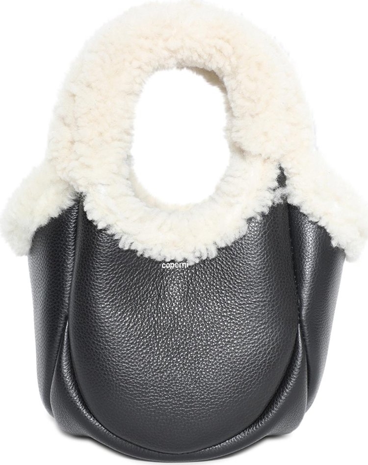 Coperni Shearling Mini Bucket Swipe Bag BlackWhite