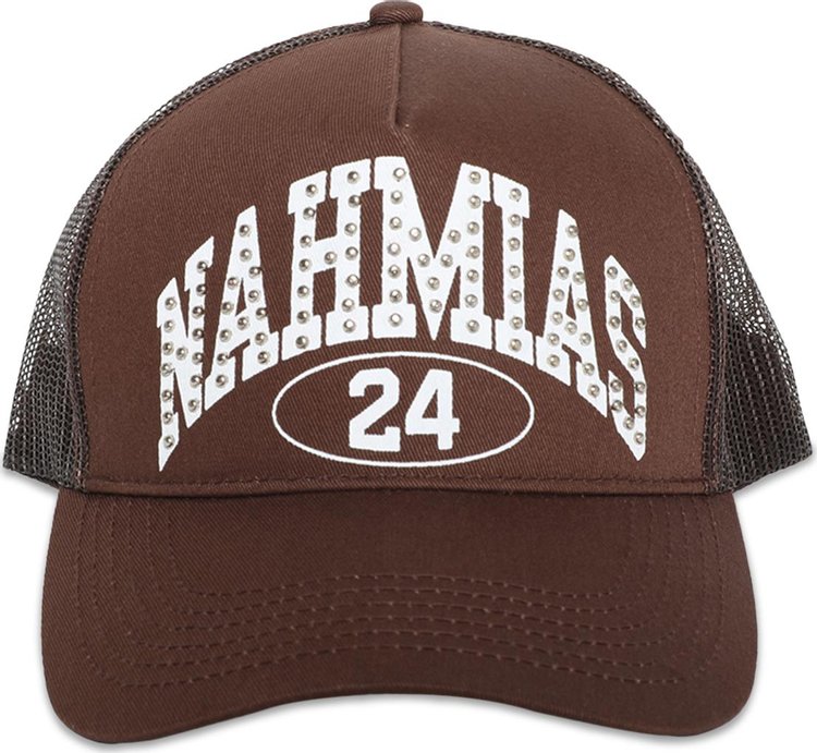 Nahmias Studded Marque Trucker Hat Brown