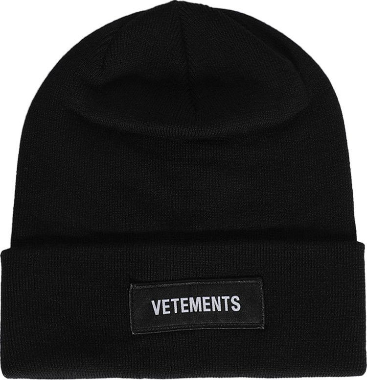 Vetements Logo Beanie Black