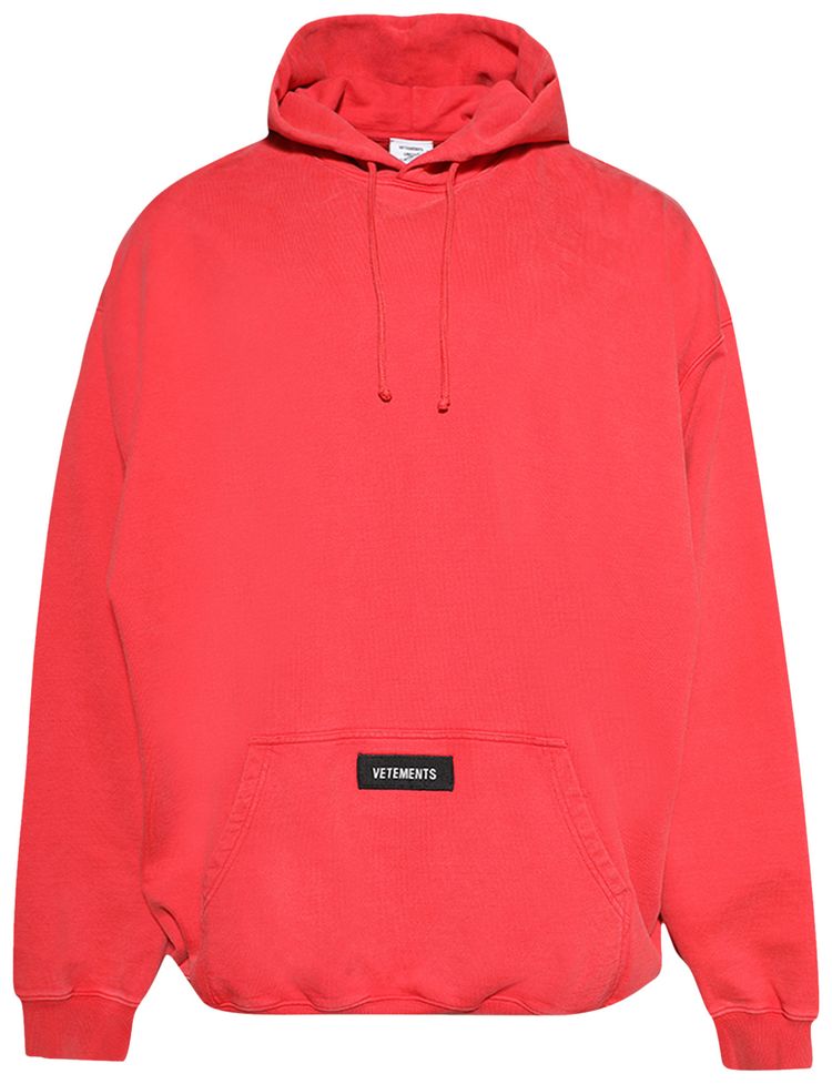 Vetements Woven Label Logo Hoodie Red