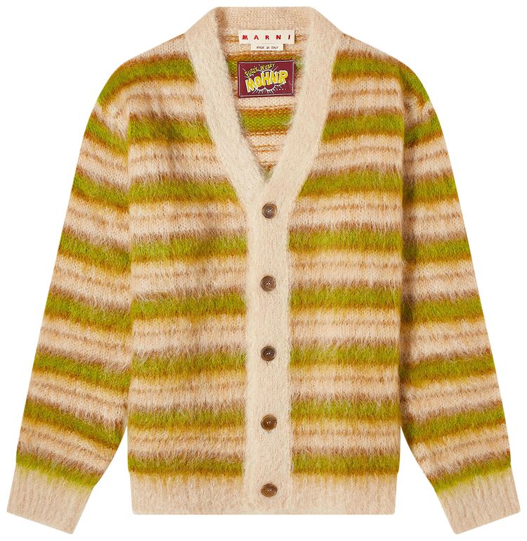 Marni V Neck Long Sleeve Cardigan Light Camel