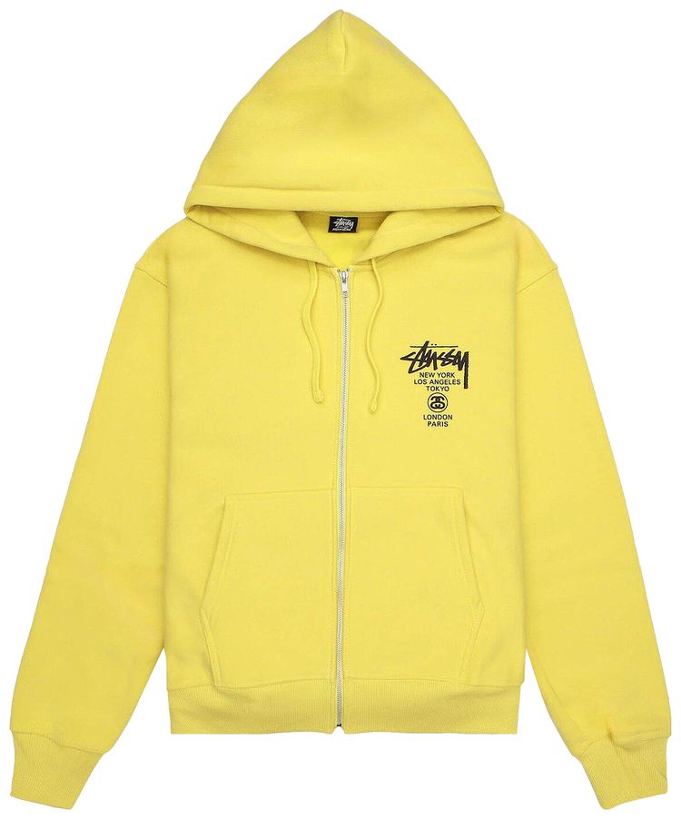 Stussy World Tour Zip Hoodie Yellow
