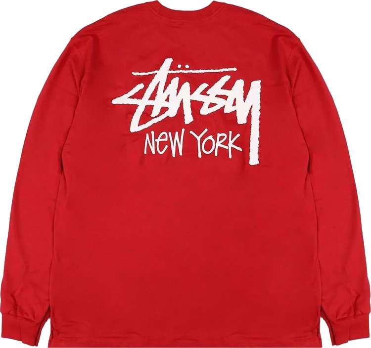 Stussy Stock New York Long Sleeve Tee Dark Red