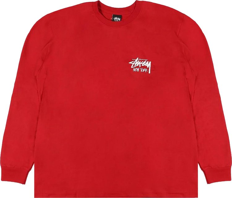 Stussy Stock New York Long Sleeve Tee Dark Red