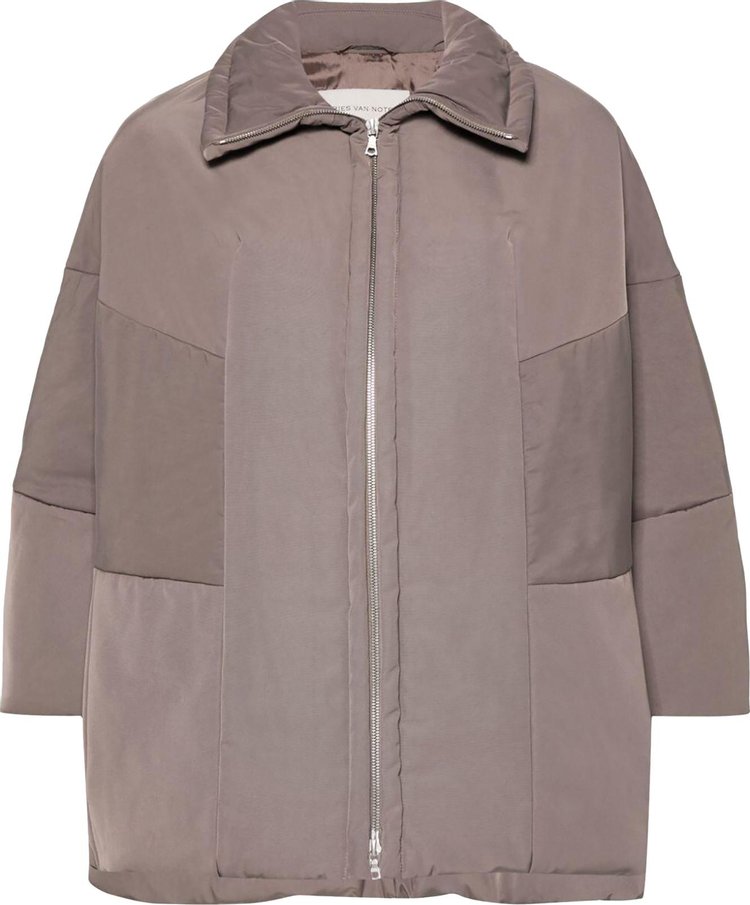 Dries Van Noten Drop Shoulder Funnel Jacket Taupe