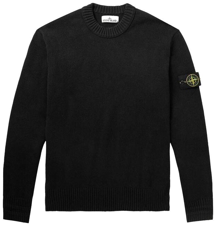 Stone Island Logo Patch Crewneck Jumper Black