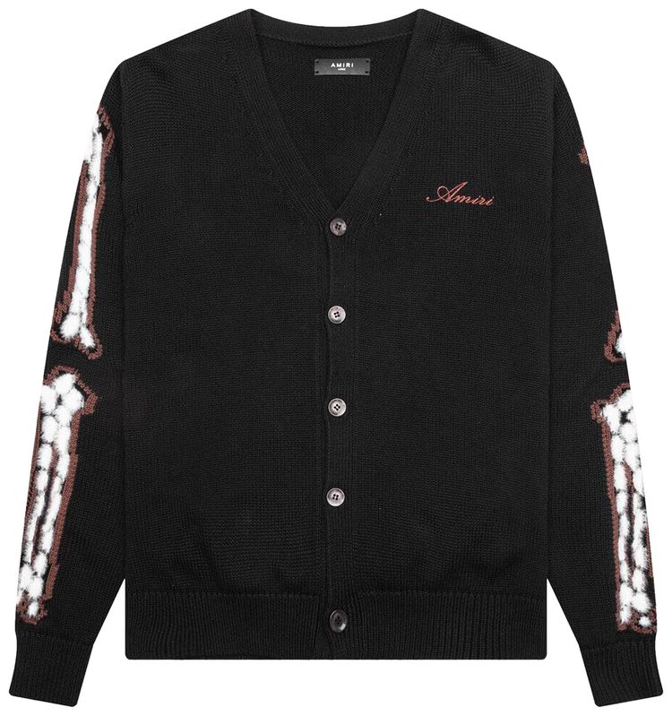 Amiri Leopard Bones Cardigan Black